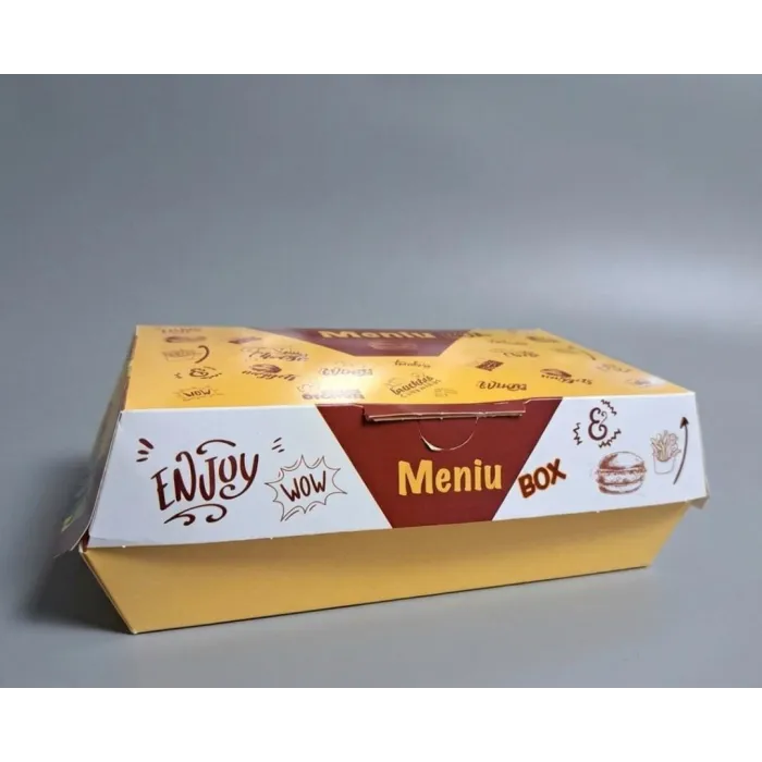 Cutii Meniu Burger ENJOY 100 Buc/Set din Carton pentru Fast Food și Delivery