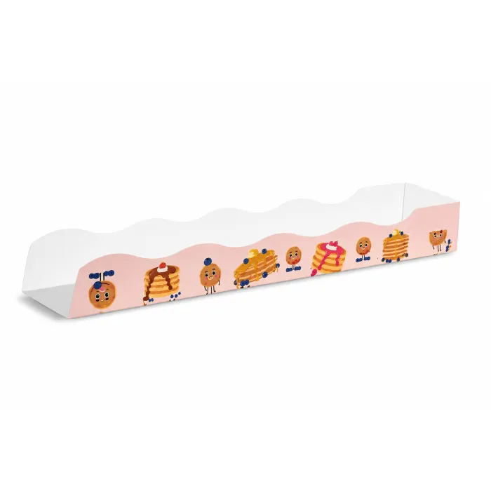 Oferă deserturilor tale o prezentare modernă și atrăgătoare cu tăvițele din carton roz, perfecte pentru clătite lungi, churros,