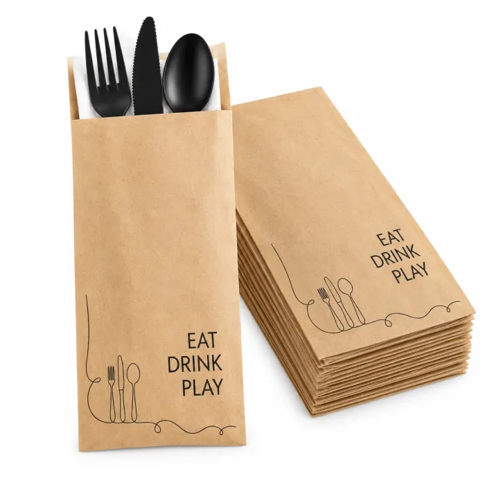 Pungi pentru tacâmuri „EAT DRINK PLAY” (2000 buc/set)