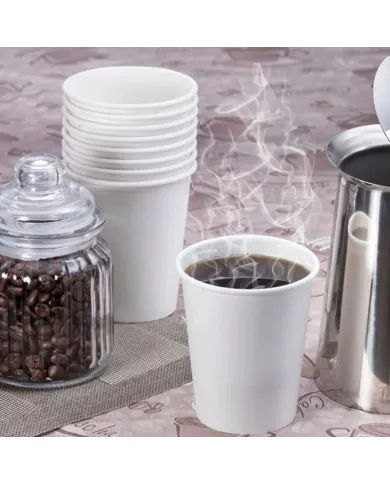 Pahare din carton alb 230ml (8oz), set 100 buc, diametru D80 – Eco-Friendly și Rezistente Pahare de carton 230ml (8oz), set 100