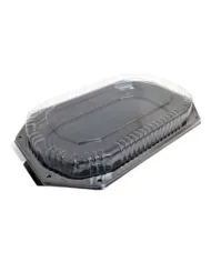 "Platou catering cu capac 45x30cm, set 10 buc. Perfect pentru evenimente, livrări și prezentarea preparatelor. Design practic și