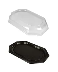 "Platou catering cu capac 45x30cm, set 10 buc. Perfect pentru evenimente, livrări și prezentarea preparatelor. Design practic și