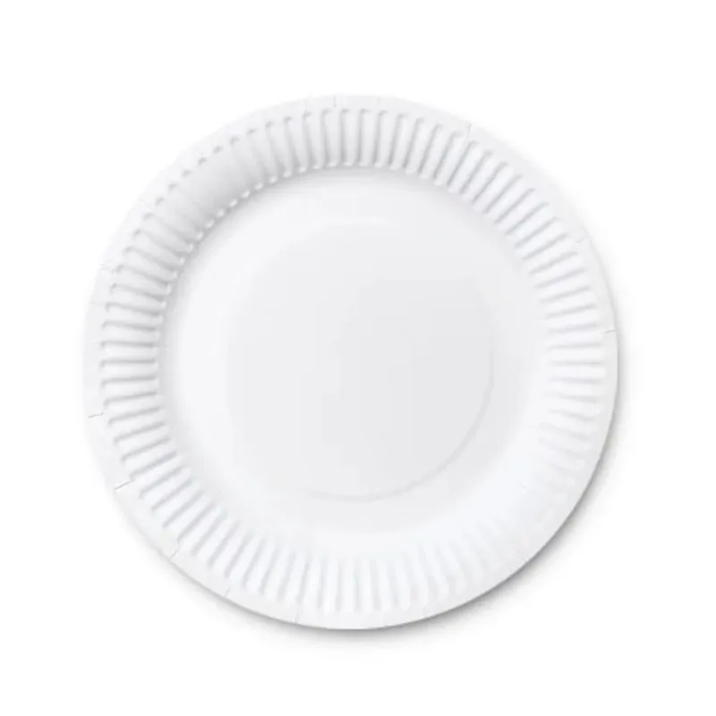 "Farfurii din carton coated, 23cm, set 50 buc. Perfecte pentru evenimente, petreceri și uz zilnic.