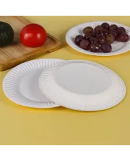 "Farfurii din carton coated, 23cm, set 50 buc. Perfecte pentru evenimente, petreceri și uz zilnic.