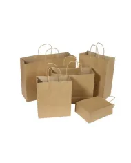 "Sacoșe din hârtie cu mâner de sfoară, 26x17x28 cm, set 50 buc. Ideale pentru cadouri, cumpărături sau afaceri. Eco-friendly și