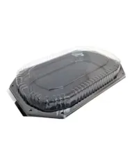 "Platou catering cu capac 25x35 cm, set de 10 buc. Ideal pentru prezentarea și transportul alimentelor la evenimente sau livrări