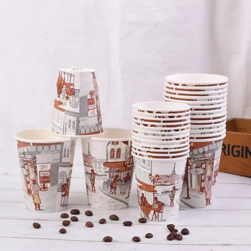 Pahare din carton City 350ml (12oz), set 100 buc – Elegante și Rezistente