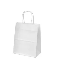 Set 50 pungi din hârtie albă cu mâner sfoară, dimensiune 26x17x28 cm – Rezistente și Eco-Friendly