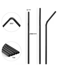 Comandă acum Setul de Paie Negre Flexibile din Plastic, 1000 Bucăți și asigură-te că băuturile tale sunt servite cu stil și conf