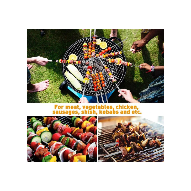 Țepușe frigarui Frigarui din lemn Țepușe metalice pentru grătar Accesorii grill Țepușe reutilizabile Frigarui de carne