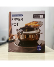 Oală pentru prăjit Oală cu termometru Oală cu capac Oală inox Oală 2.2L