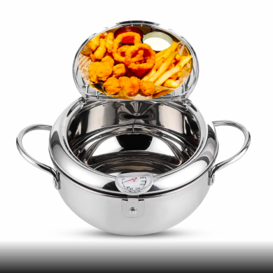 Oală pentru prăjit Oală cu termometru Oală cu capac Oală inox Oală 2.2L