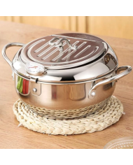Oală pentru prăjit Oală cu termometru Oală cu capac Oală inox Oală 2.2L