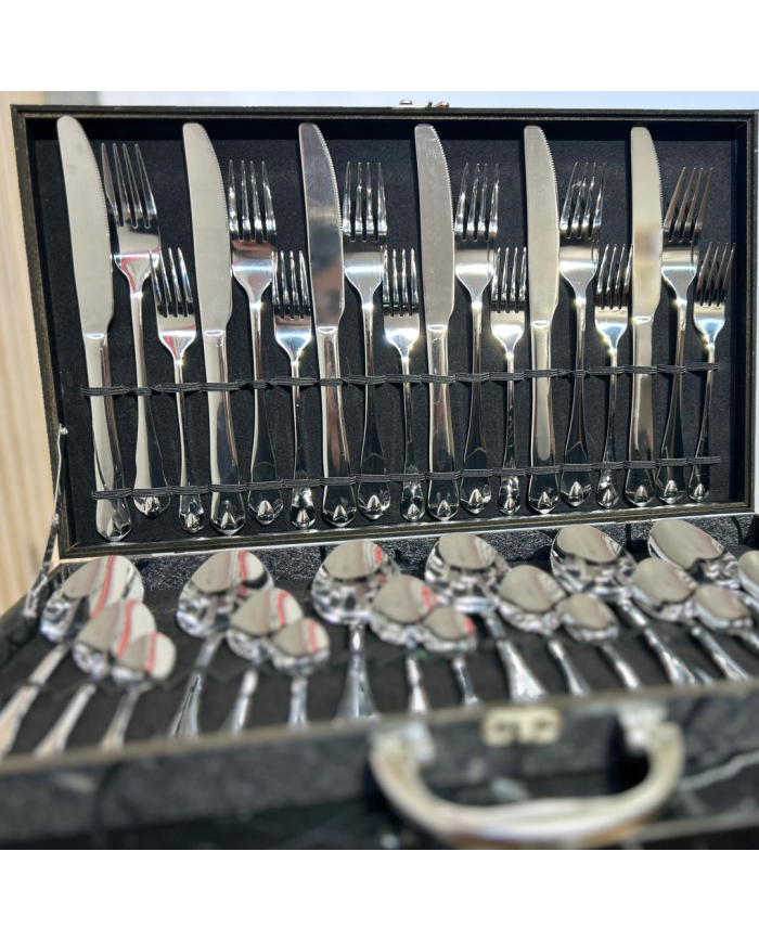 Set tacâmuri inox Tacâmuri 24 piese Set tacâmuri complet Tacâmuri din inox Tacâmuri cu suport