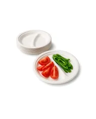 Farfurii biodegradabile cu 2 compartimente, set 50 buc. Ecologice, rezistente la alimente calde și reci. Ideale pentru catering,