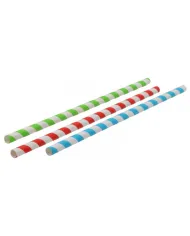 Alege paiele din hârtie cu dungi colorate 8x230 mm (250 buc/set) – o soluție practică, modernă și eco-friendly pentru servirea b