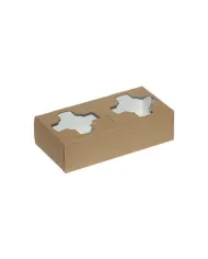 Suport carton natur pentru 2 pahare, rezistent și practic. Ideal pentru cafenele, livrări și evenimente.