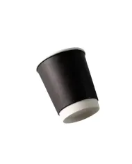Pahare din carton cu perete dublu negre, 230 ml (8 oz), set 100 bucăți. Rezistente, elegante, ideale pentru cafea, ceai și băutu