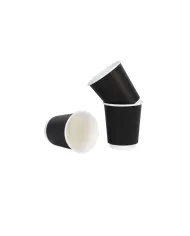 Pahare din carton cu perete dublu negre, 230 ml (8 oz), set 100 bucăți. Rezistente, elegante, ideale pentru cafea, ceai și băutu