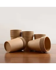 Pahare din carton kraft natur 10 oz (295 ml), set 100 bucăți. Rezistente, eco-friendly, perfecte pentru cafea, ceai și băuturi t