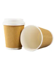 Set de 50 pahare din carton cu perete triplu, natur, capacitate 8 oz. Biodegradabile, rezistente la temperaturi ridicate și idea